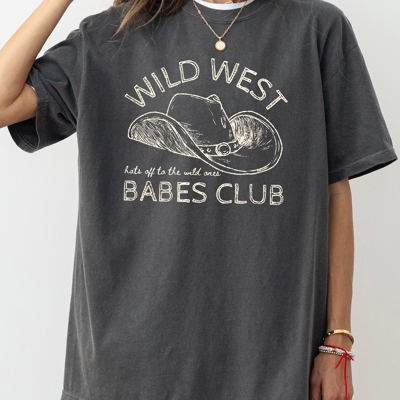 Wild West Babes Club Cowboys Cowgirls Country Western Vintage Rodeo Style Comfort Colors Tee