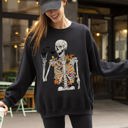  Autumn Skeleton Bats Halloween Fall Night Cozy Haunted Vibes Illustration Sweatshirt