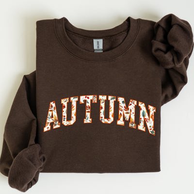 Autumn Varsity Fall Collegiate Retro Vintage Halloween Seasonal Graphic Sweatshirt