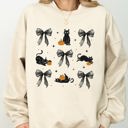  Black Cat Coquette Ribbons and Bows Halloween Girly Autumn Fall Cozy Soft Sweatshirt