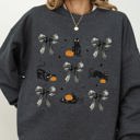  Black Cat Coquette Ribbons and Bows Halloween Girly Autumn Fall Cozy Soft Sweatshirt