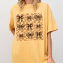 Small Mustard Checkered Autumn Coquette Bows And Ribbons Retro Halloween Edition Comfort Colors Tee