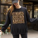  Checkered Autumn Coquette Bows And Ribbons Retro Halloween Autumnal Print Sweatshirt