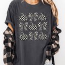 XXL Pepper Dark Gray Checkered Retro Pumpkins Coquette Ribbons Bows Halloween Autumn Fall Comfort Colors Tee