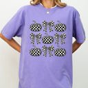 Small Violet Purple Checkered Retro Pumpkins Coquette Ribbons Bows Halloween Autumn Fall Comfort Colors Tee