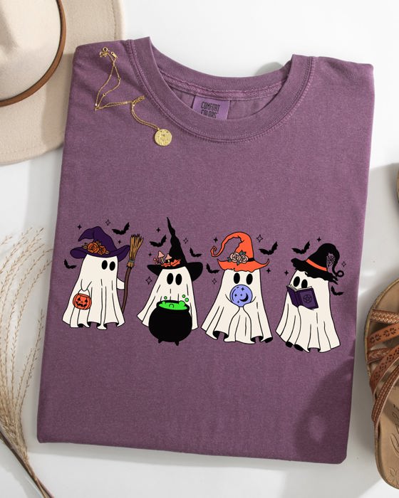 Cute Halloween Ghosts, Witches, Skeleton Halloween Fall Autumn Comfort Colors Tee