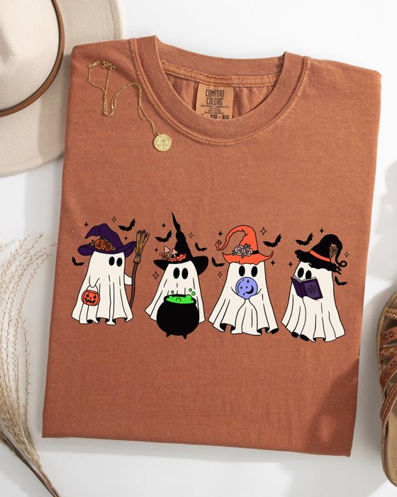 Cute Halloween Ghosts, Witches, Skeleton Halloween Fall Autumn Comfort Colors Tee