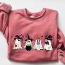  Cute Halloween Ghosts, Witches, Skeleton Spooky Season Ghostly Friends Illustration Sweatshirt