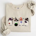  Cute Halloween Ghosts, Witches, Skeleton Spooky Season Ghostly Friends Illustration Sweatshirt