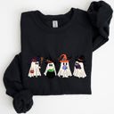 XXL Black Cute Halloween Ghosts, Witches, Skeleton Spooky Season Ghostly Friends Illustration Sweatshirt