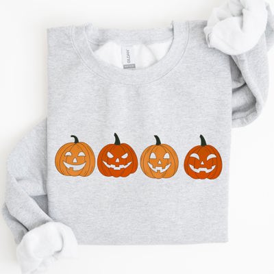 Cute Mini Pumpkins Jack-O-Lanterns Retro Halloween Fall Autumn Harvest Cozy Nostalgic Seasonal Sweatshirt