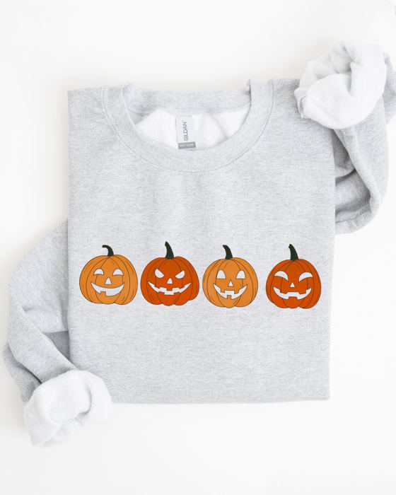 Cute Mini Pumpkins Jack-O-Lanterns Retro Halloween Fall Autumn Harvest Cozy Nostalgic Seasonal Sweatshirt