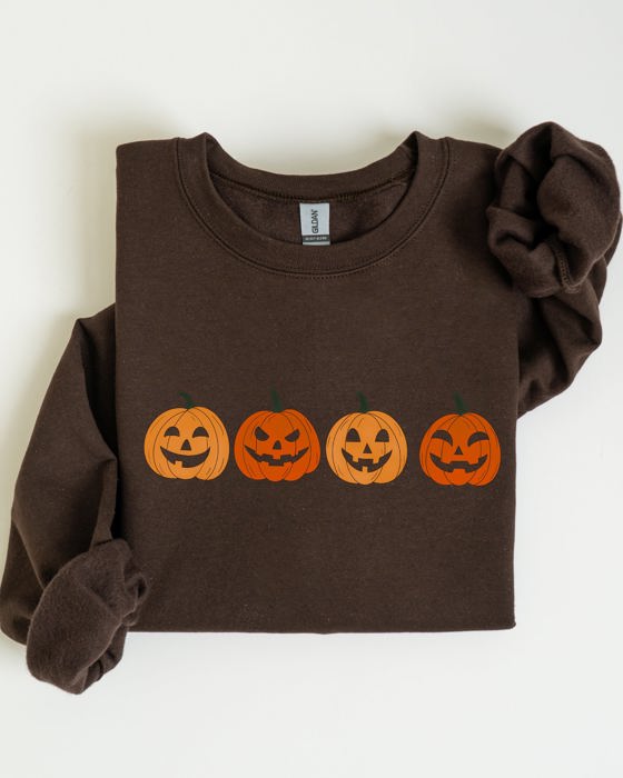 Cute Mini Pumpkins Jack-O-Lanterns Retro Halloween Fall Autumn Harvest Cozy Nostalgic Seasonal Sweatshirt