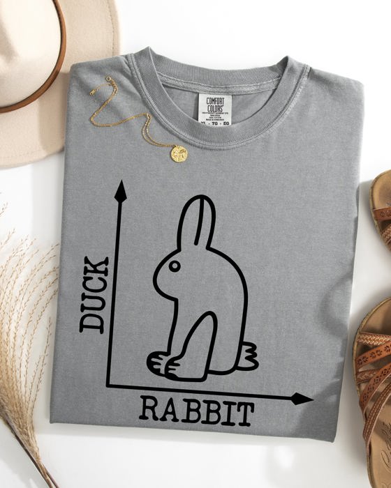 Duck Rabbit Meme Optical Illusion Limited Run Edition Graphic Design Comfort Colors Tee