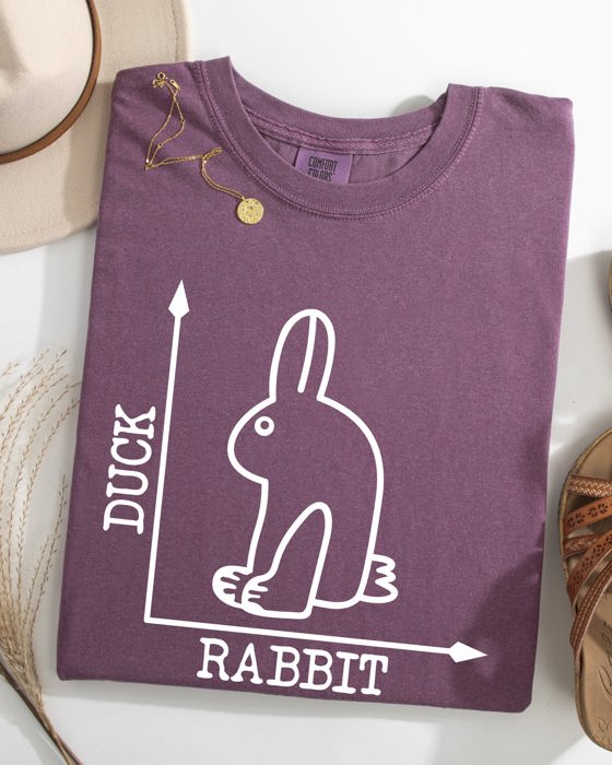 Duck Rabbit Meme Optical Illusion Limited Run Edition Graphic Design Comfort Colors Tee