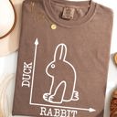 Medium Espresso Brown Duck Rabbit Meme Optical Illusion Limited Run Edition Graphic Design Comfort Colors Tee