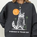 Medium Dark Gray Heather Everyday Is Trash Day Raccoon Meme Aesthetic For Quirky Casual Wear Graphic Sweatshirt