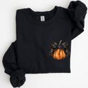 XXXL Black Halloween Pumpkin Ribbon Pocket Print Coquette Fall Autumn Cozy Festive Edition Sweatshirt