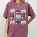 XXXL Berry Red Halloween Ribbons And Pumpkins Coquette Bows Fall Themed Vintage Inspired Autumn Seasonal Comfort Colors Tee