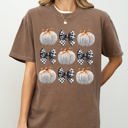 XXXL Espresso Brown Halloween Ribbons And Pumpkins Coquette Bows Fall Themed Vintage Inspired Autumn Seasonal Comfort Colors Tee