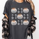 Small Pepper Dark Gray Halloween Ribbons And Pumpkins Coquette Bows Fall Themed Vintage Inspired Autumn Seasonal Comfort Colors Tee