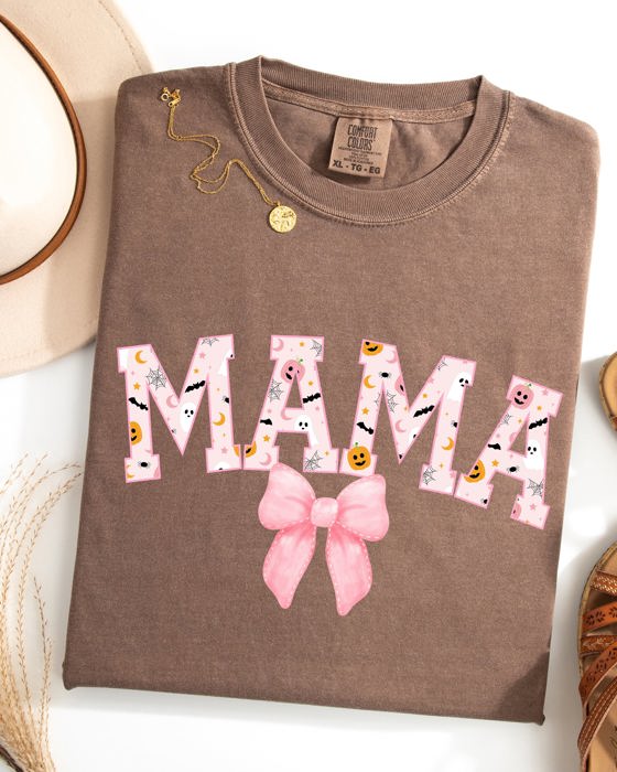Halloween Mama Coquette Ribbons And Bows Fall Autumn Limited Edition Comfort Colors Tee