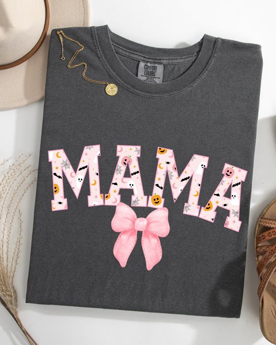 Halloween Mama Coquette Ribbons And Bows Fall Autumn Limited Edition Comfort Colors Tee