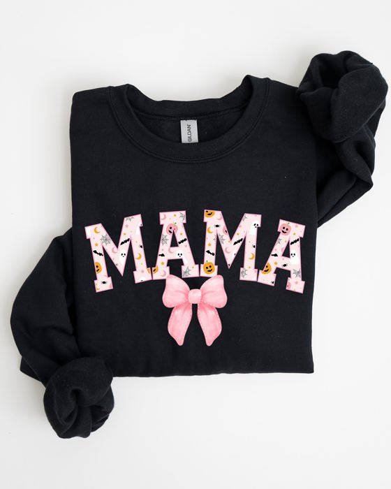 Halloween Mama Coquette Ribbons And Bows Festive Fall Autumn Seasonal Sweatshirt