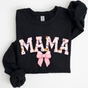 Large Black Halloween Mama Coquette Ribbons And Bows Festive Fall Autumn Seasonal Sweatshirt