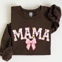 XXL Dark Chocolate Brown Halloween Mama Coquette Ribbons And Bows Festive Fall Autumn Seasonal Sweatshirt