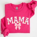 Large Heliconia Bright Pink Halloween Mama Coquette Ribbons And Bows Festive Fall Autumn Seasonal Sweatshirt