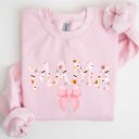 XL Light Pink Halloween Mama Coquette Ribbons And Bows Festive Fall Autumn Seasonal Sweatshirt