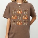  Leopard Print Pumpkins, Coquette Ribbons And Bows Halloween Autumn Fall Comfort Colors Tee