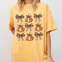 Small Mustard Leopard Print Pumpkins, Coquette Ribbons And Bows Halloween Autumn Fall Comfort Colors Tee
