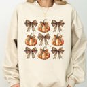 XXXL Sand Leopard Print Pumpkins With Coquette Ribbons And Bows Halloween Autumn Sweatshirt