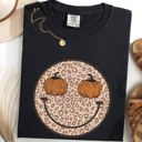  Leopard Print Smiley Halloween Pumpkin Retro Fall Autumn Shirt Comfort Colors Tee