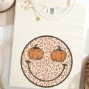 XXXL Ivory Cream Leopard Print Smiley Halloween Pumpkin Retro Fall Autumn Shirt Comfort Colors Tee