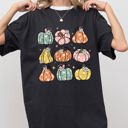 XXL Black Retro Colorful Floral Pumpkins Halloween Jack-O-Lantern Fall Autumn Comfort Colors Tee