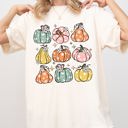 Small Ivory Cream Retro Colorful Floral Pumpkins Halloween Jack-O-Lantern Fall Autumn Comfort Colors Tee