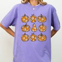 XXXL Violet Purple Retro Floral Pumpkins Halloween Jack-O-Lantern Fall Autumn Vibes Comfort Colors Tee
