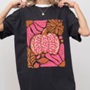 Large Black Retro Floral Pumpkin Jack-O-Lantern Harvest Fall Seasonal Design Print Comfort Colors Tee