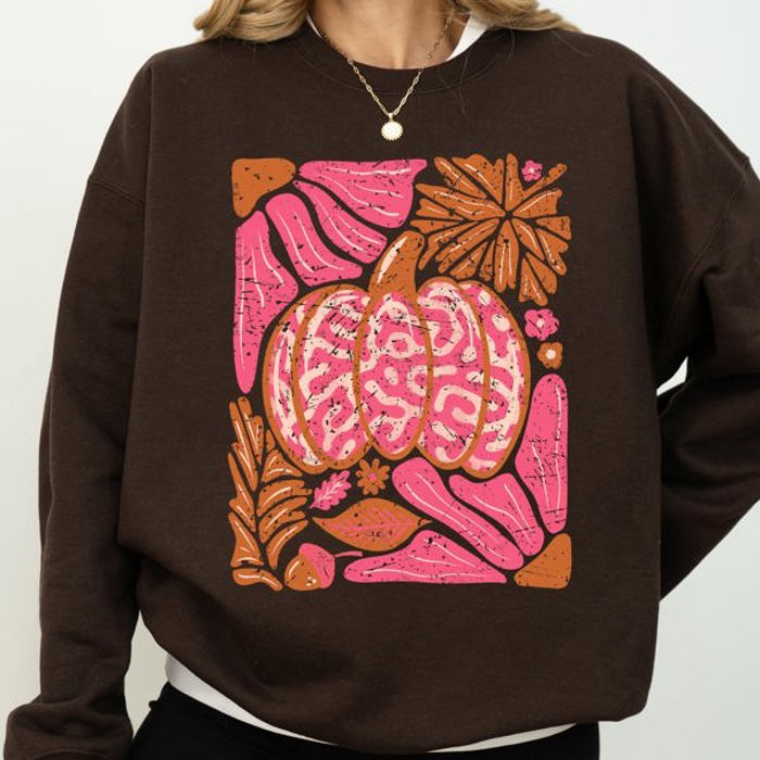 Retro Floral Pumpkin Halloween Jack-O-Lantern Fall Autumn Seasonal Cozy Sweatshirt