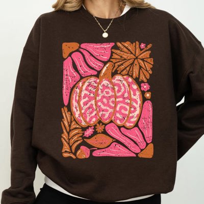 Retro Floral Pumpkin Halloween Jack-O-Lantern Fall Autumn Seasonal Cozy Sweatshirt
