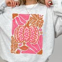 Small Ash Light Gray Retro Floral Pumpkin Halloween Jack-O-Lantern Fall Autumn Seasonal Cozy Sweatshirt