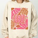 XXXL Sand Retro Floral Pumpkin Halloween Jack-O-Lantern Fall Autumn Seasonal Cozy Sweatshirt