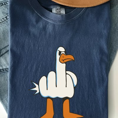 Rude Seagull Middle Finger Vulgar Crude Aesthetic Meme Collection Comfort Colors Tee