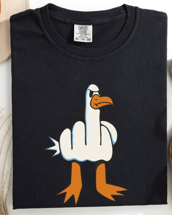 Rude Seagull Middle Finger Vulgar Crude Aesthetic Meme Collection Comfort Colors Tee