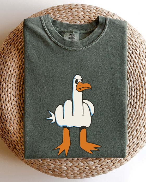 Rude Seagull Middle Finger Vulgar Crude Aesthetic Meme Collection Comfort Colors Tee