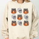 XXXL Sand Skulls And Checkered Pumpkins Coquette Ribbons And Bows Halloween Inspired Sweatshirt