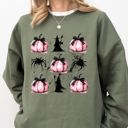  Witch Spiders Pumpkins Spooky Coquette Ribbons and Bows Halloween Autumn Sweatshirt